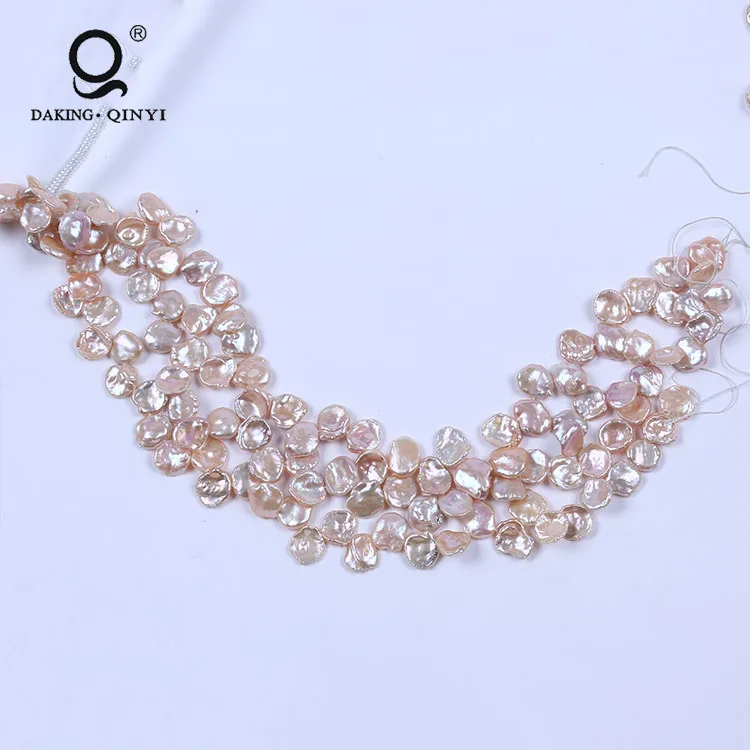 16-17mm Natural Pink Irregular Baroque Keshi Freshwater Pearl Strands