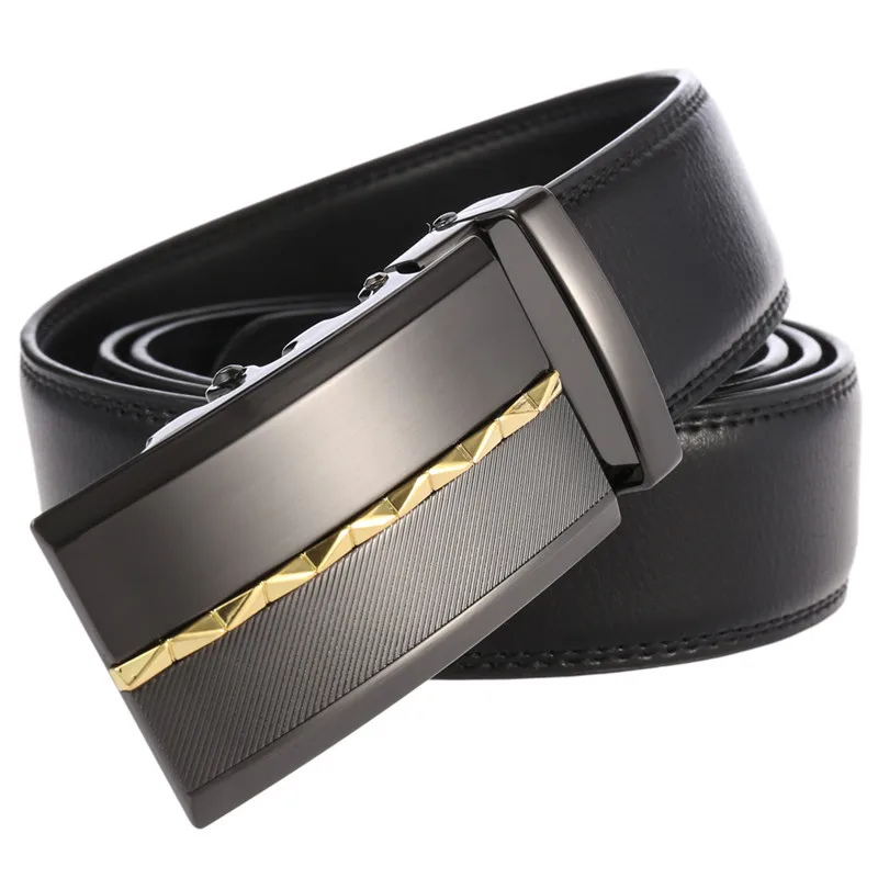 Мужские ремни с автоматической пряжкой LQbelt для мужчин, ремень из спилковой кожи, Храповые ремни с логотипом завода-изготовителя