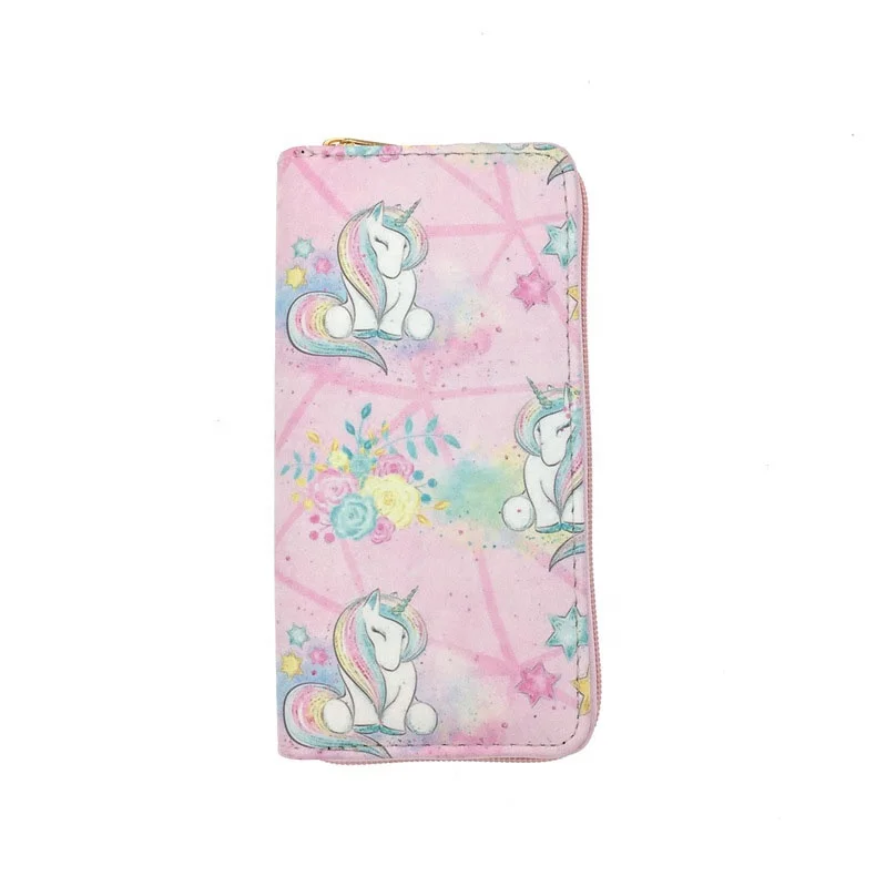 Byleading Girl Zipper Around Organizer Female Coin Wallets Cartoon Pu Leather Wallet Women