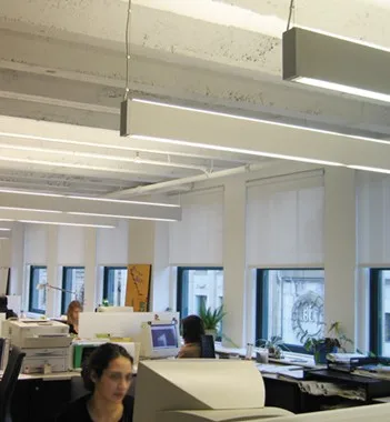 Suspended led linear direct indirect light seamless connection design