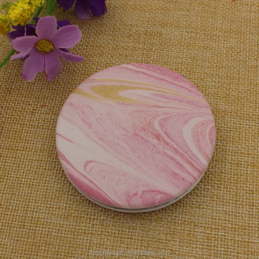 Hot sale good quality leather compact mirror pink pocket mirror