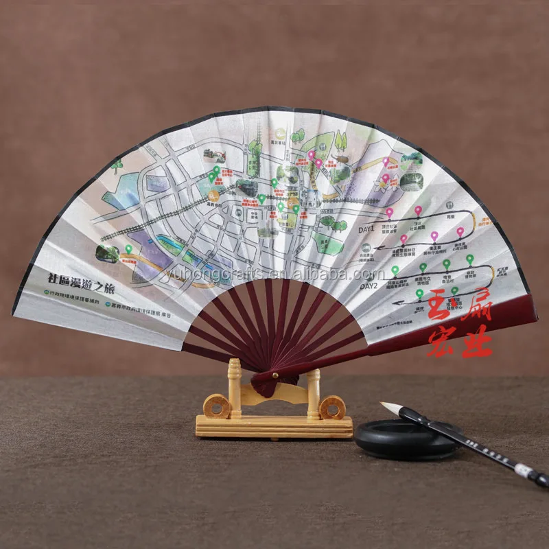 
customized logo printing gift paper hand fan with bamboo ribs 