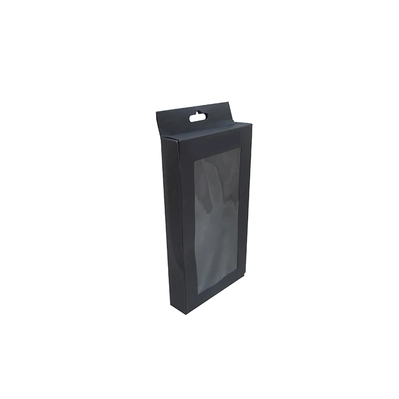 custom black cell phone case packaging with pvc window