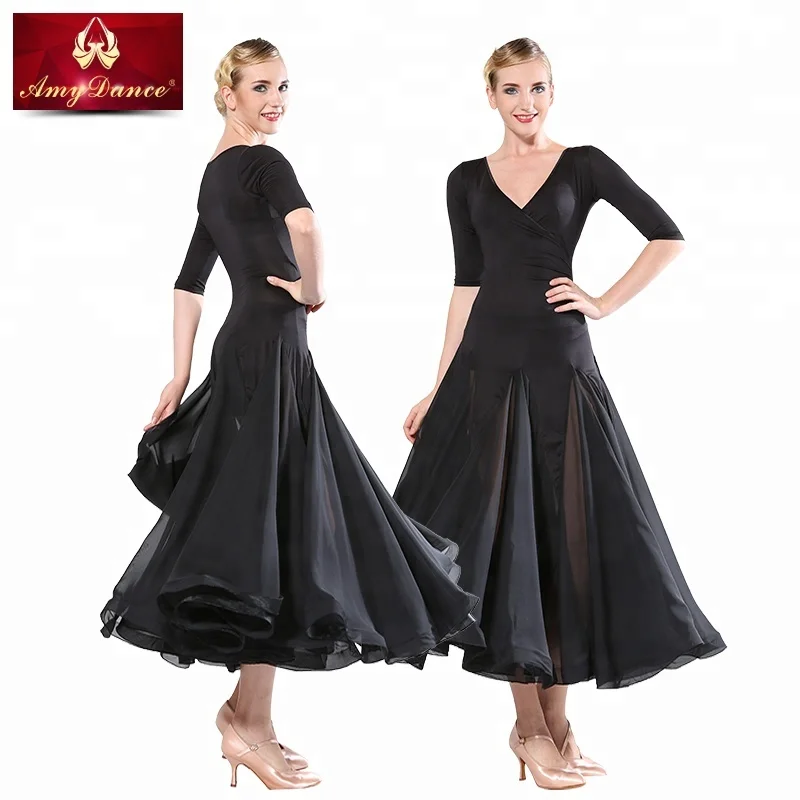 
High end puffy large hem v neck red flamenco ballroom dance wear women adult ballroom dance dress 