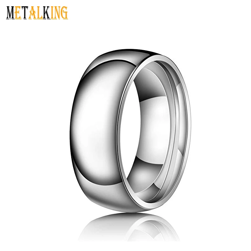 High Polished Titanium Wedding Band Ring 8mm Domed Comfort Fit Men Women Ring