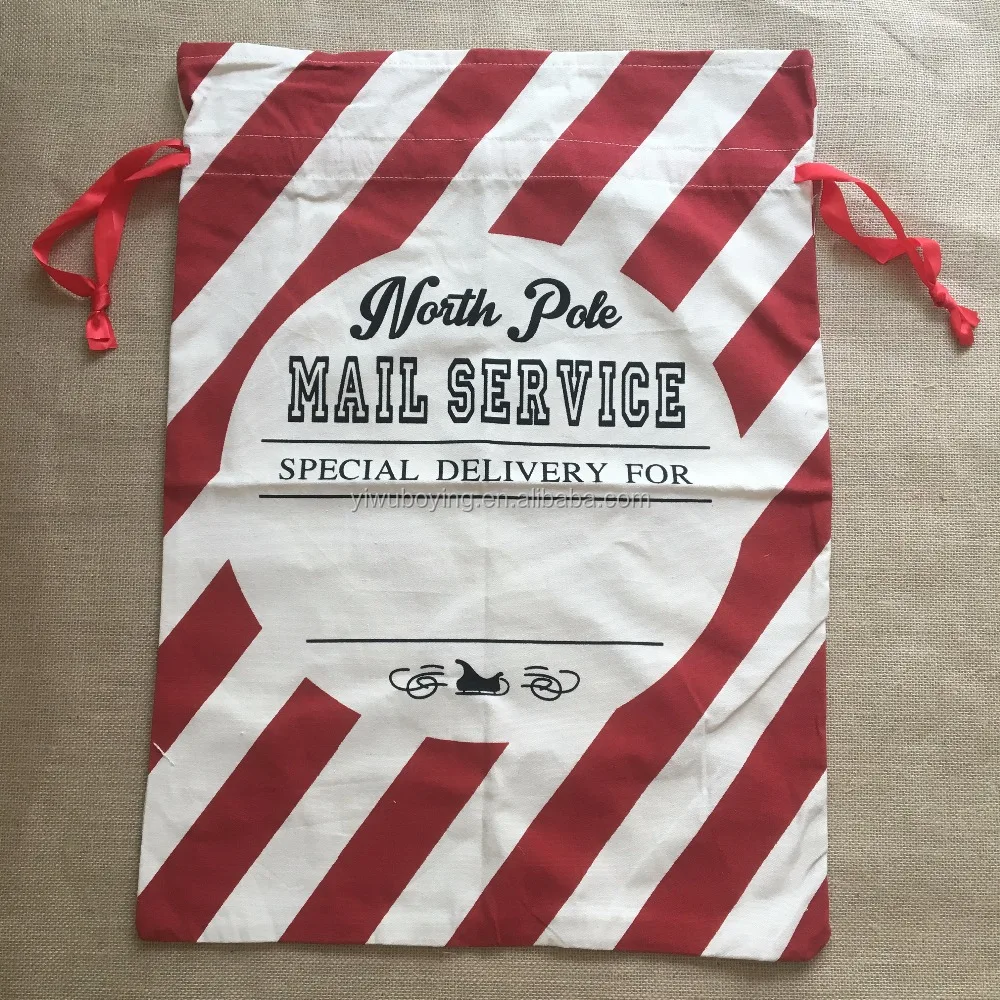 High quality wholesale cotton santa sacks for christmas sata gift bags