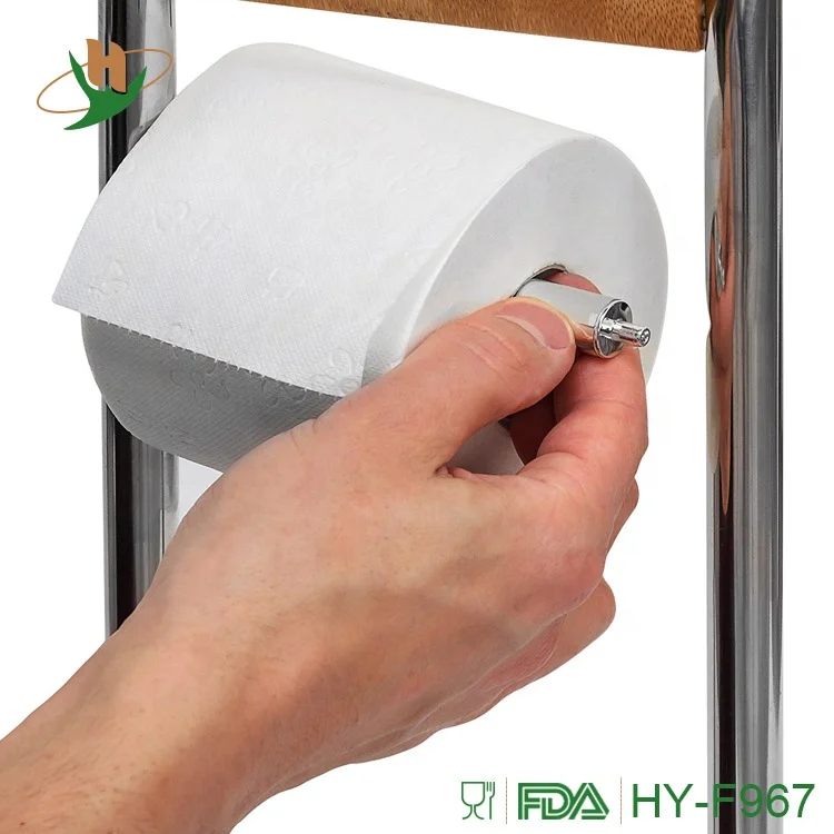 Набор бамбуковых аксессуаров для ванной комнаты Home Basics включает туалетную щетку и держатель рулонной