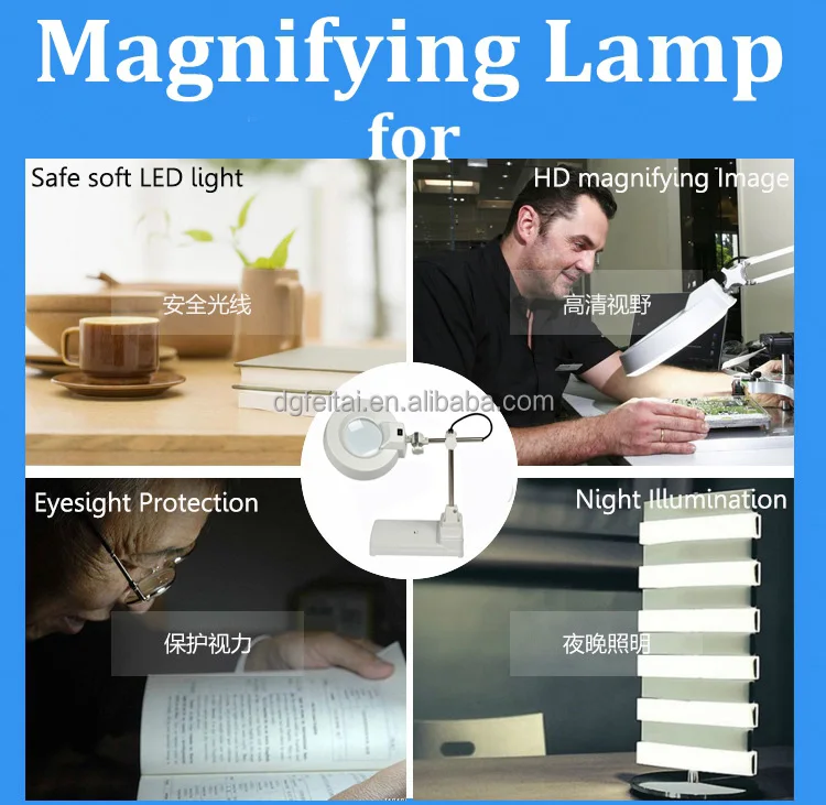 FT-86B Table Desktop LED Stand Magnifier Glass Lamp,Dental Lab Desktop Magnifying Lamp for Jewellery