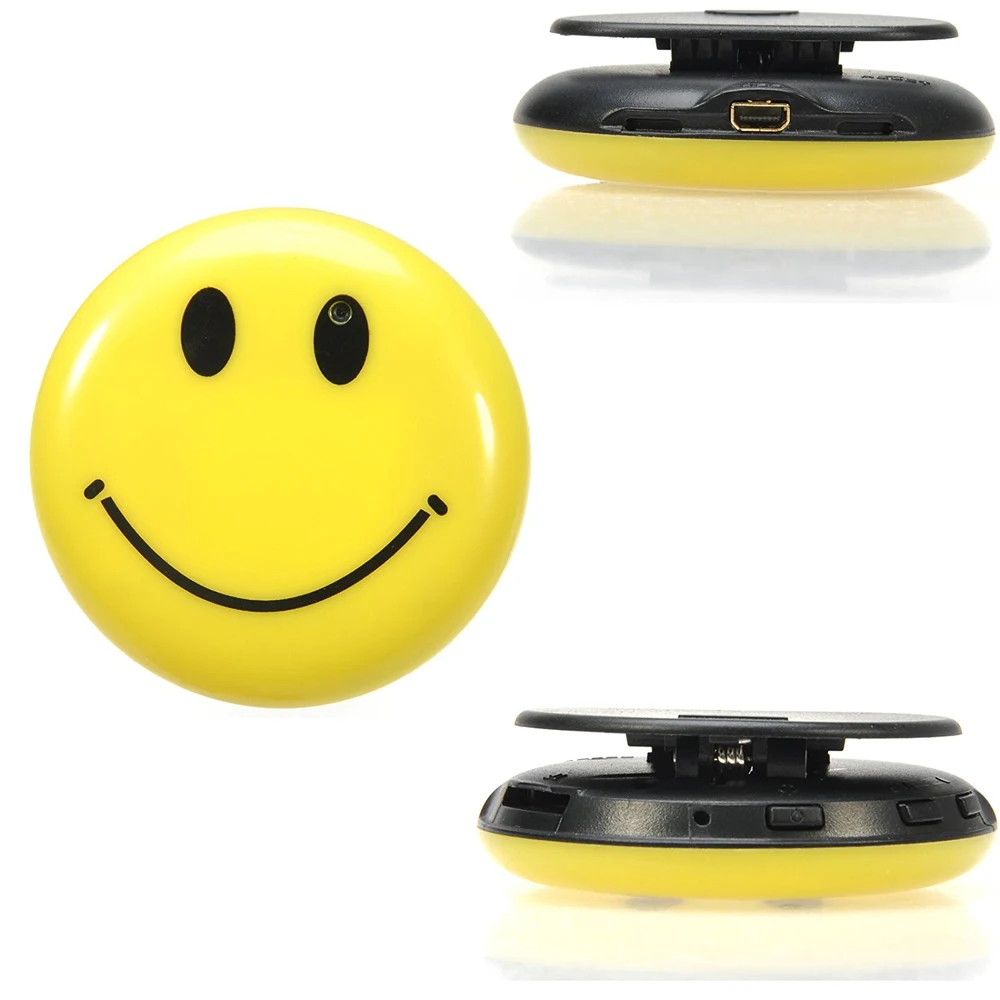 Wearable Mini Camera Video Recorder Super Mni DV Portable Camcorder Smiley Face Badge with Audio Recording Pocket Cam PQ152