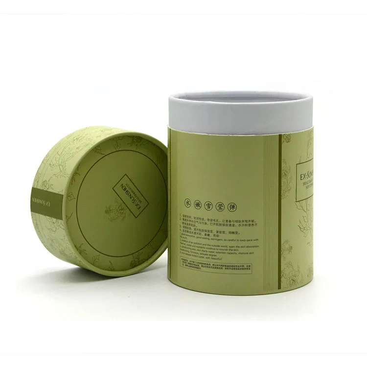 Custom Printing round tea box paper box cylinder green flower tea paper tube wholesale packaging box for tea paper tube