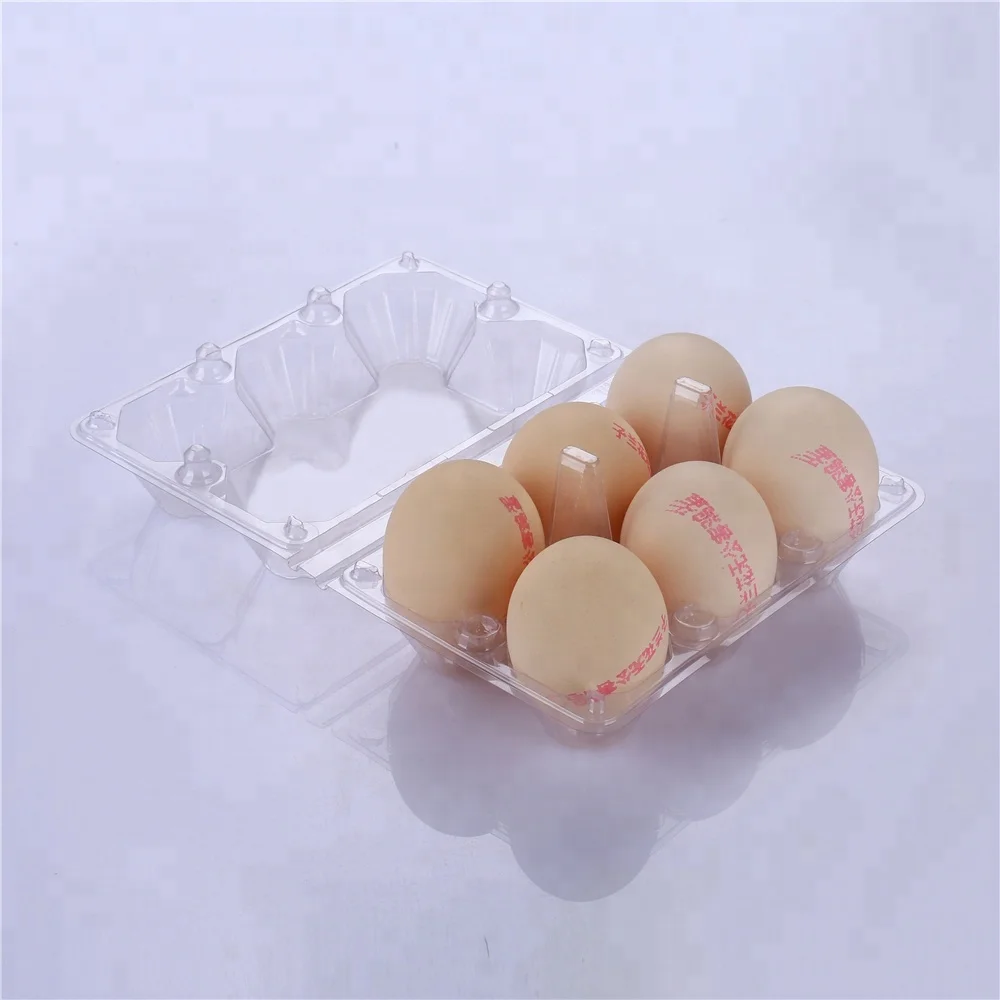 Transparent Clamshell 6 cell plastic egg tray box carton
