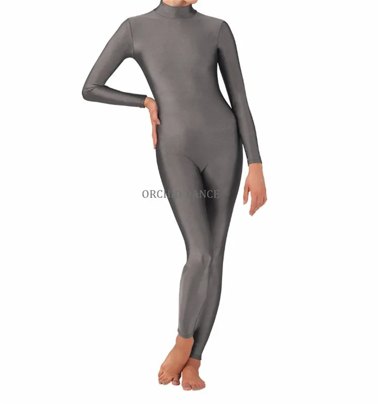 Горячая Распродажа, высокая горловина, Низкая минимальная партия, блестящая лайкра для женщин и девушек, с длинным рукавом, красная женская унитард