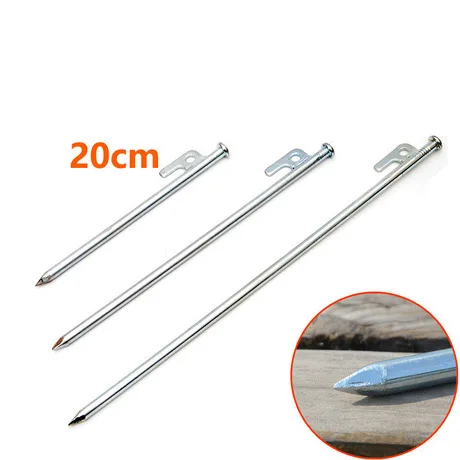 
White iron camping 20 cm peg, forging in high strength and over striking stake for desert, snow field and beach 