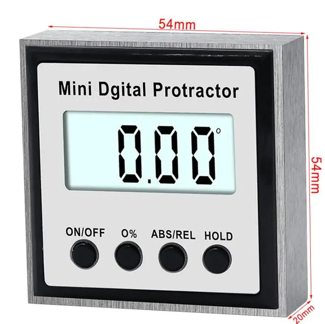 Protractor Digital Inclinometer 0-360 Stainless Steel Digital Bevel Box Angle Gauge Meter Magnets Base Measuring tool