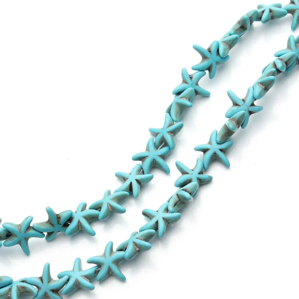 Wholesale DIY 13*13mm White turquoise Stone Seastar starfish Star Beads for girls bracelets making