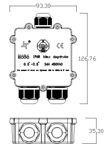Greenway M686-4 Europe type enclosure Professional production Plastic IP68 waterproof junction box