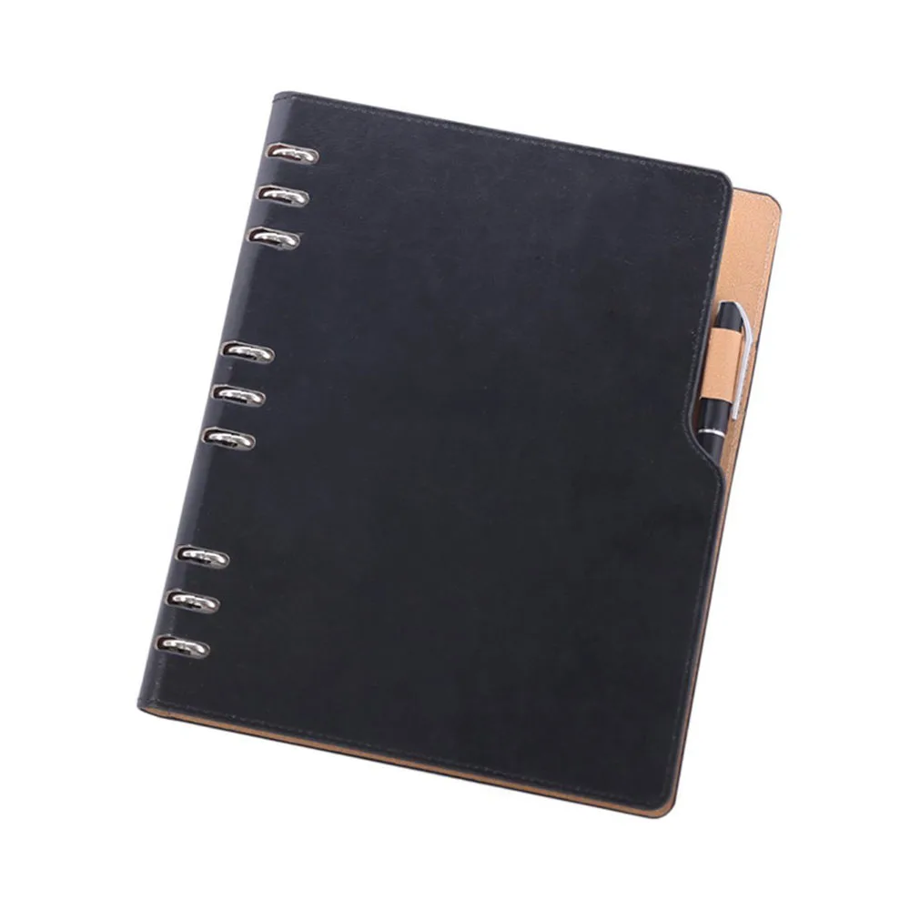 Wholesale business A5 B5 PU leather 9 rings loose-leaf binder stationery notebook folder agenda planner organizer notebook