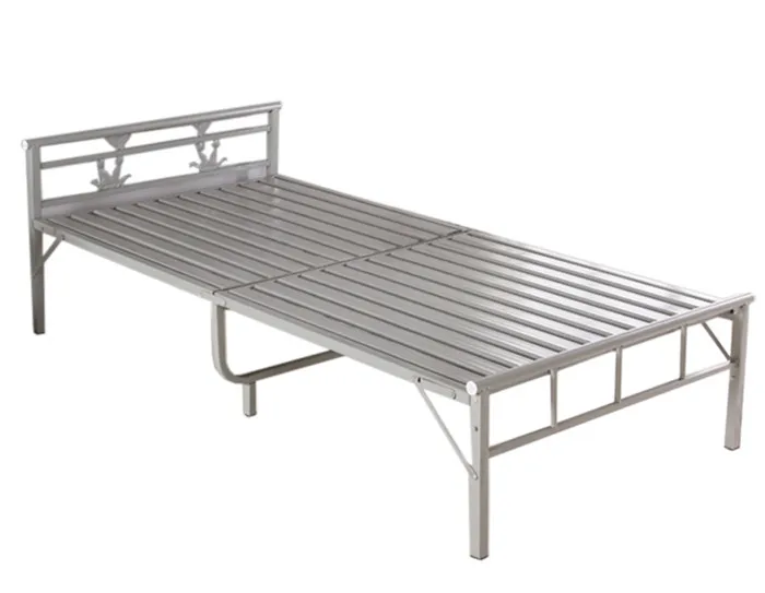 Легкая сборка, односпальная железная складная кровать с порошковым покрытием для общежития