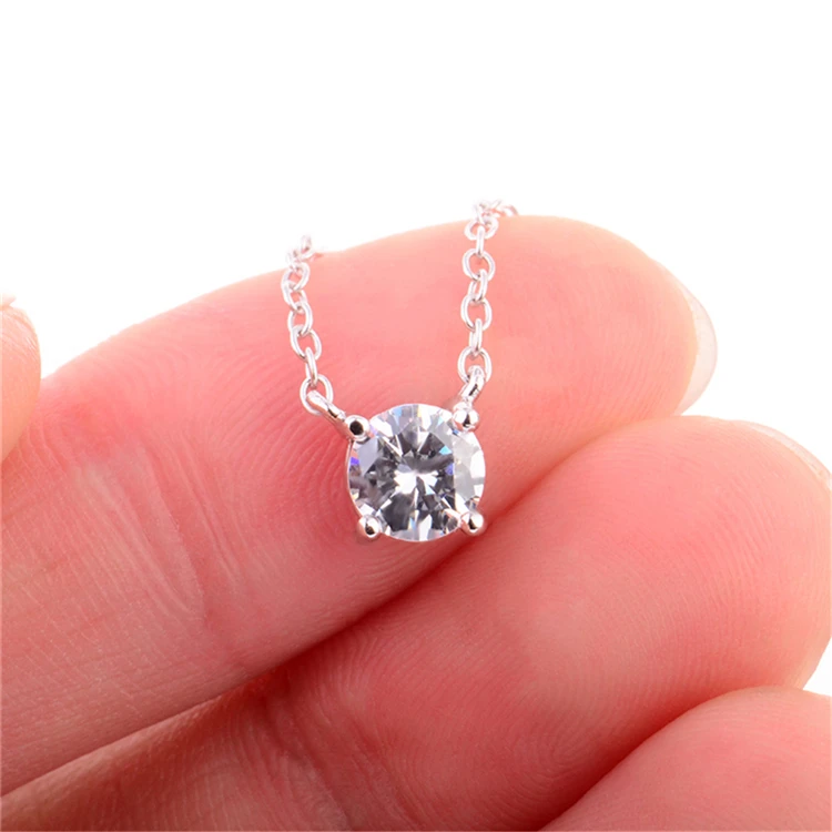 Fashion 925 Sterling Silver Choker Chains White CZ Stone necklace