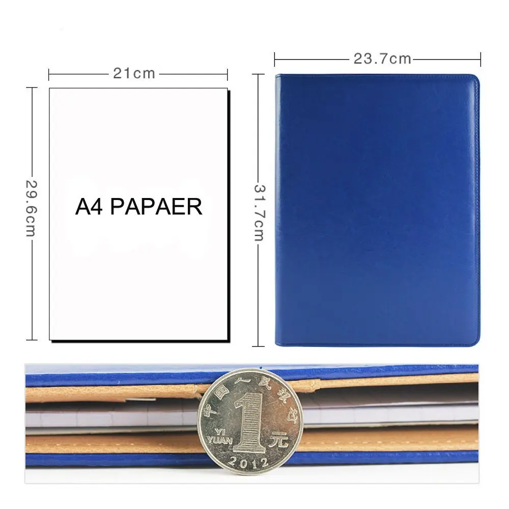 Папка-портфель А4 из искусственной кожи, с подкладкой и блокнотами для записей, 8 цифр