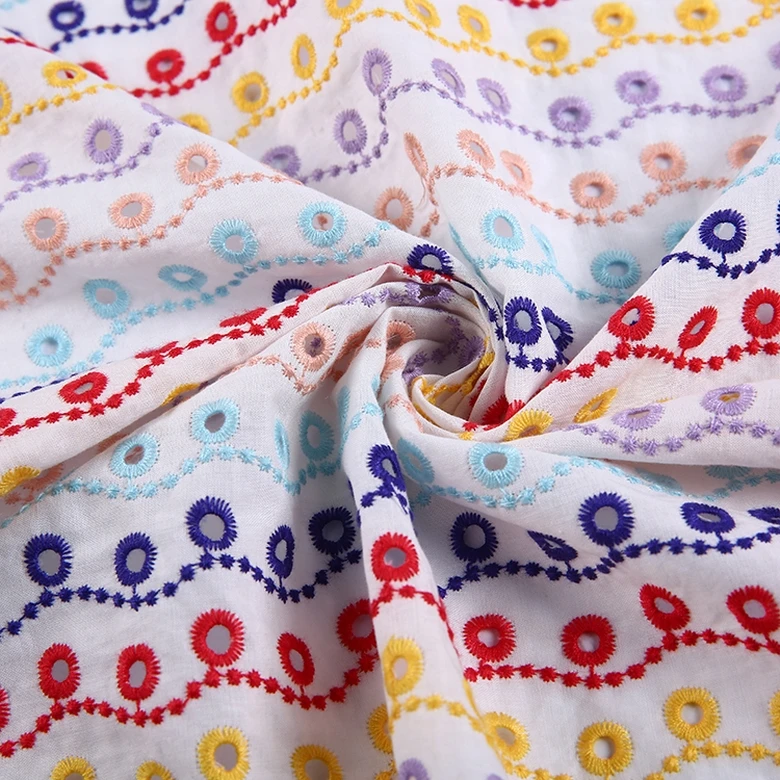 HA-15112B Eyelet Types of Net Embroidery Japan Voile Fabric Woven Fashion 100% Cotton Fabric Lightweight Embroidered COMBED