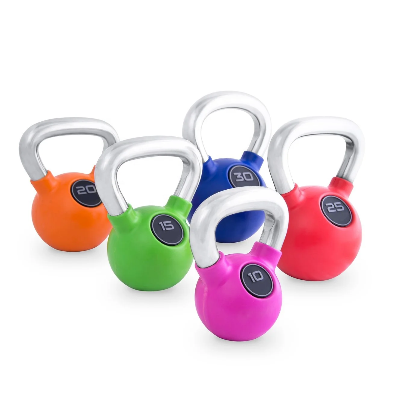 Chrome Handle Color Rubber coated Kettlebell 25lb kettlebell competition