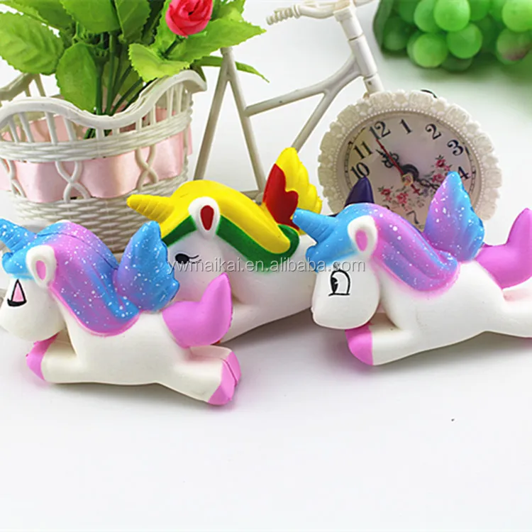 Top quality super soft slow rising toys PU squishy flying horse unicorn for stress release