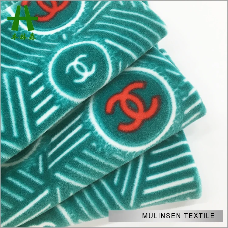
Mulinsen Textile Good Quality Brand Logo Print Super Soft Fleece Fabric 