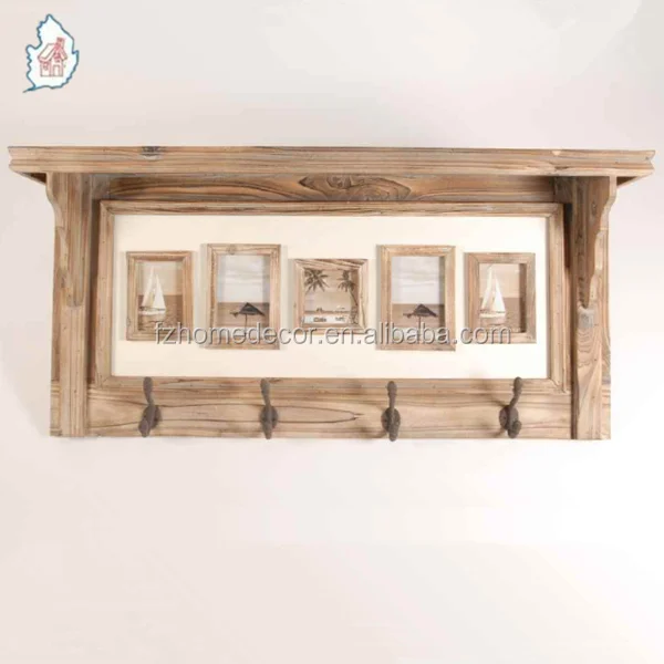 Shabby chic wooden wall entryway shelf