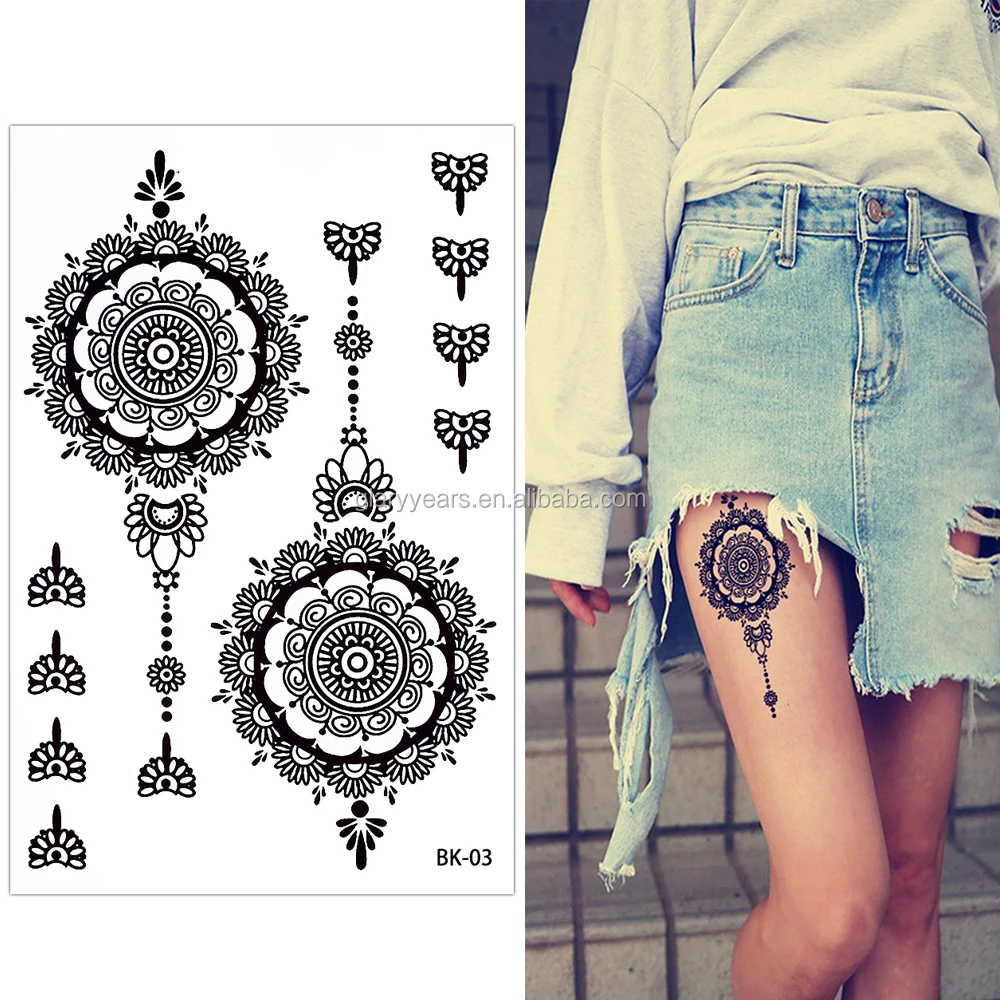 Custom Arabic Henna Black Temporary Tattoo Sticker Makeup Tool