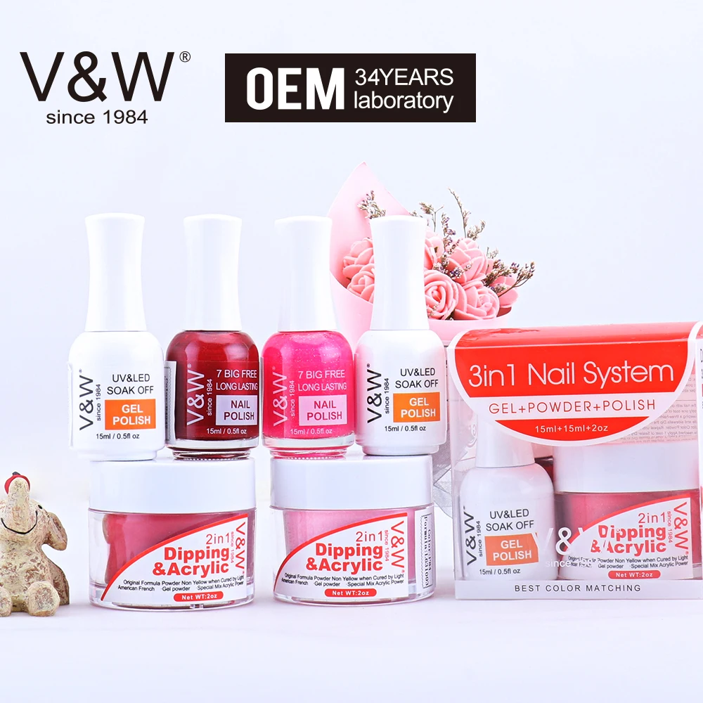 
OEM and ODM Factory price Dipping Powder 3in1 Perfect Color Match Gel Polish 