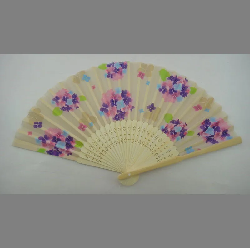 21cm custom printed fabric bamboo hand fan