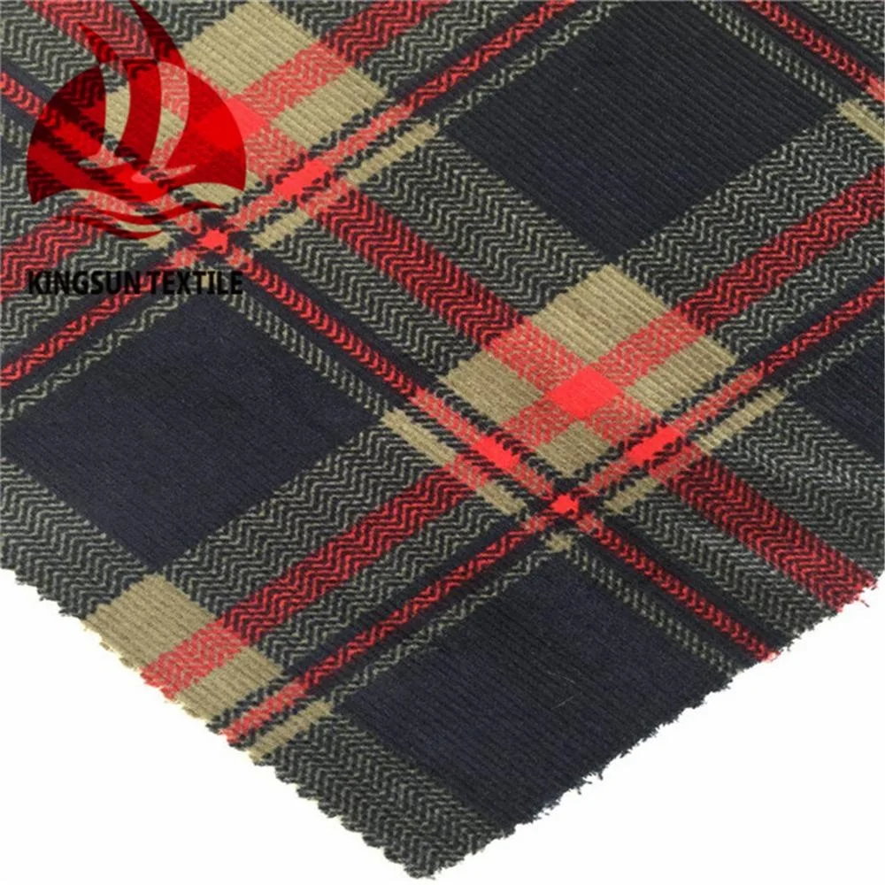 16W Check Printing Corduroy Fabric for Bag
