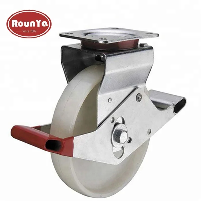 
200mm nylon caster wheel for scaffolding platform with brake pedal 