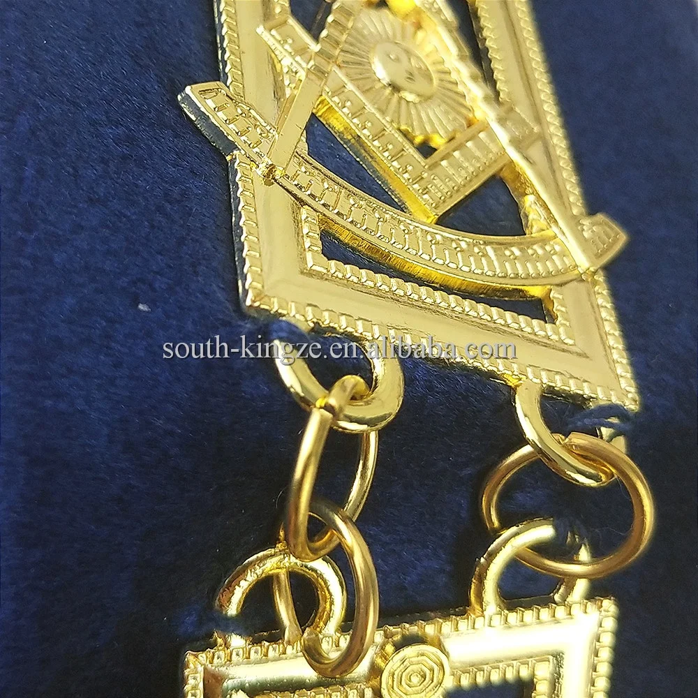 
Masonic Regalia Officer Lodge Past Master Collar with Golden Jewels Chain Mason Chain Collars 