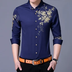 2019 new arrival korean style custom fit floral print plus size man blouse shirt