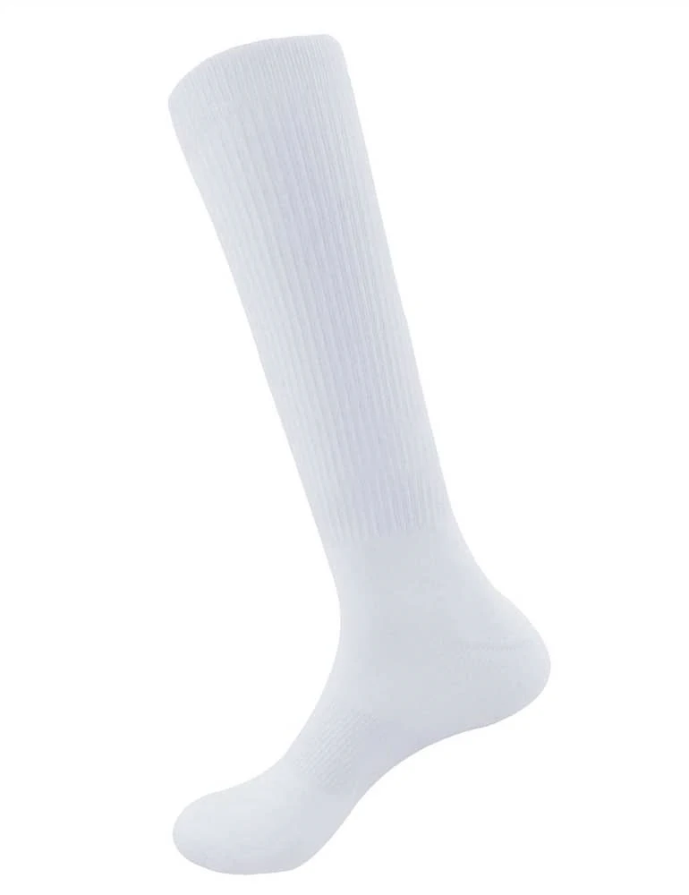 AJ19137 Custom High Quality Terry Blank White Knee High Print Polyester Sublimation Socks With black Sole Bottom