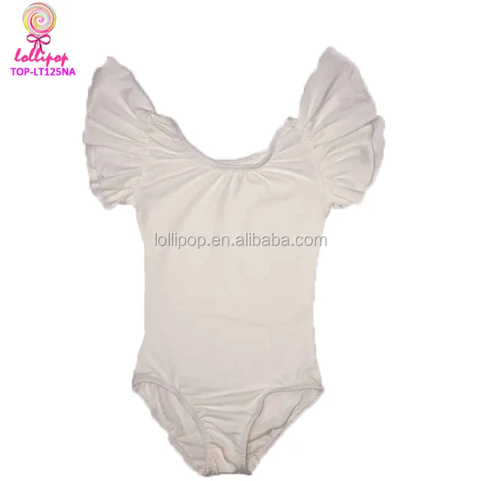 2023 Cotton white Baby Girl Flutter Sleeve spandex Gymnastics wholesale dance wear Leotard girl & toddler
