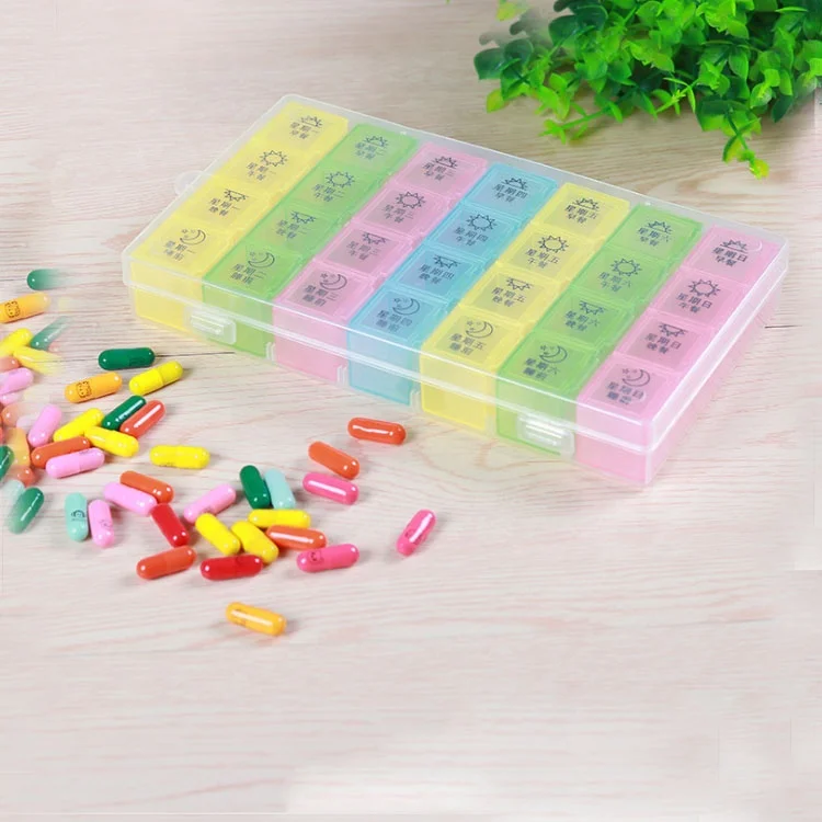 Pill Organizer Holder Portable Travel 7 Day Pills Box Large Push Button Weekly Pill Case for  Vitamin
