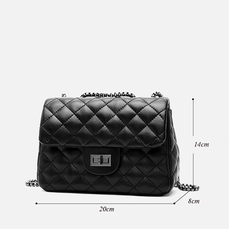 Fashion Women Crossbody Bag Cow Leather Black Handbags 2022 Genuine Purses Soft Fashion Chain Shoulder Bag