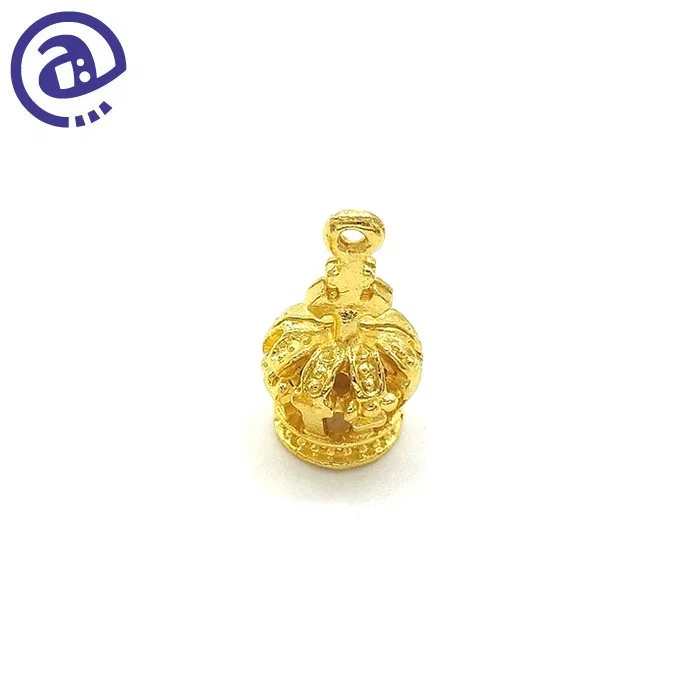 High Quality Pendant Bead Type Handmade Series Custom Decorative Gold Alloy 3D Metal Crown Charm