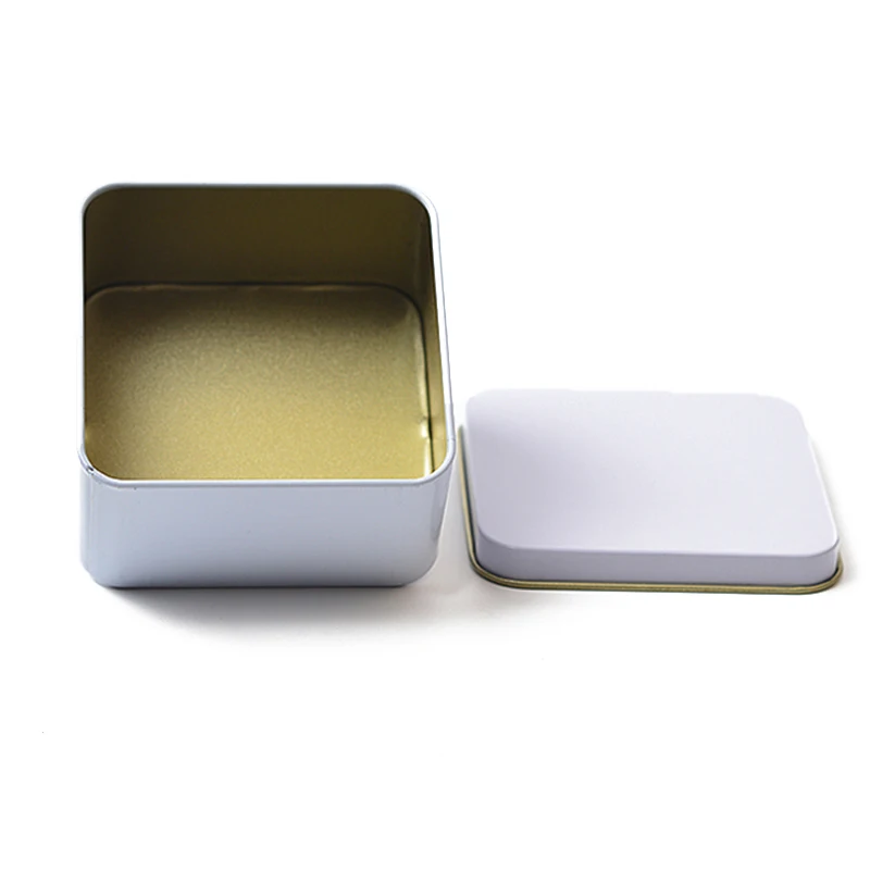 
Customized print Logo tin can containers wholesale blank metal tins 3.35x3.35x1.75inch square tin cans with OEM 