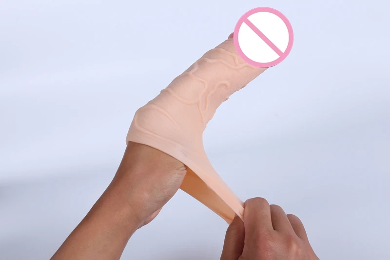 Extreme soft cock condom cage penis sleeve rubber lifelike