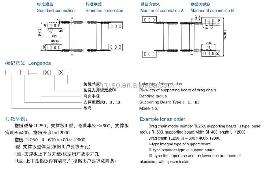 RUIAO тяжелых TL250 стальная цепь сопротивления кабеля и шланга трек