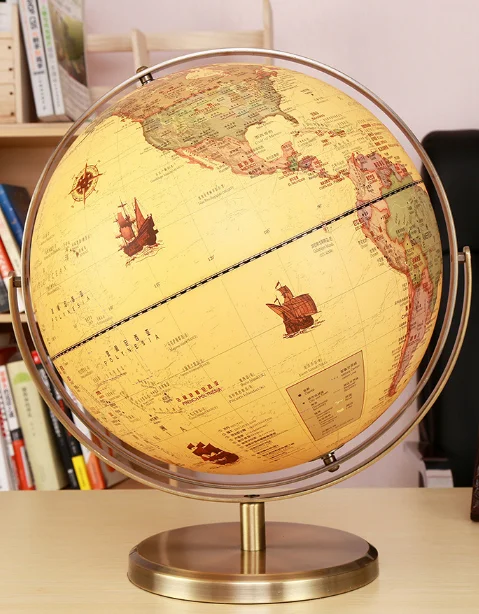 
Classic Illuminated Antique World Globe, Nightlight Lamp 