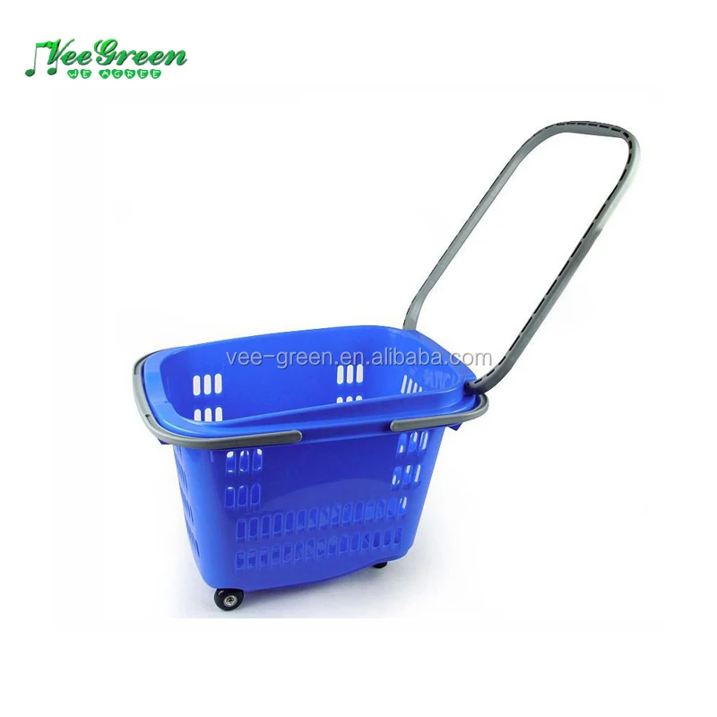 Plastic Supermarket Basket Trolley for Sale