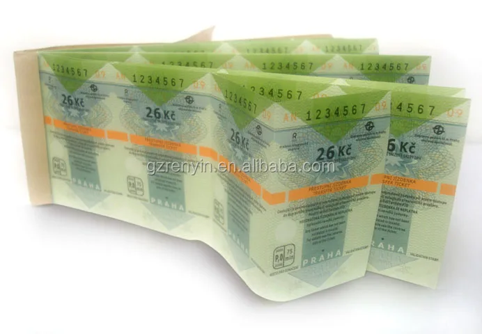  Печать билетов безопасности цветная печать счетов офсетный поставщик против подделки