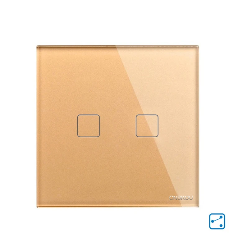 CNSKOU Tempered Crystal Glass Panel 2 Gang 2 Way Modbus Touch Sensor Switch For Led Light