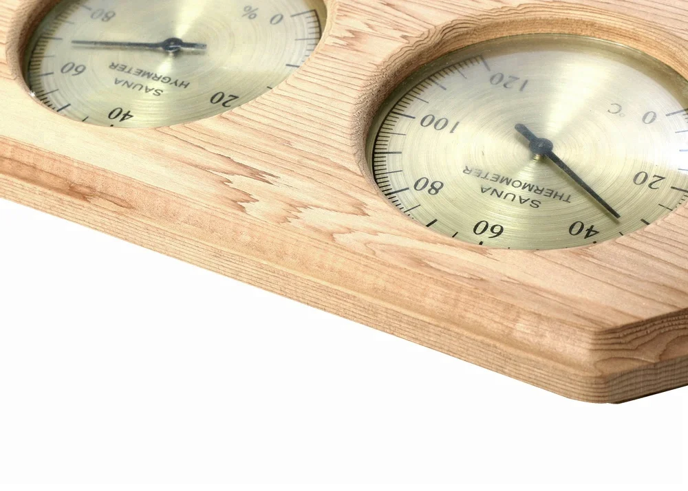 Traditional Wood Sauna Room Wall Mounted Hygrometer And Thermometer