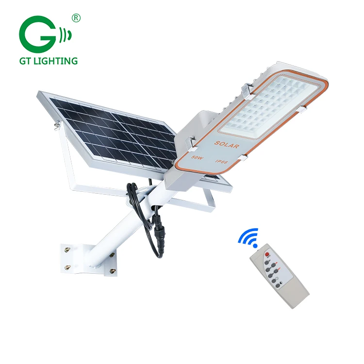 Outdoor waterproof ip66 24watt 50watt 70watt 100watt remote control solar led street light